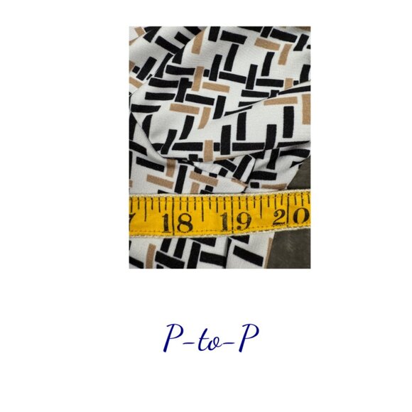 PerSeption Concept Blouse Roll Tab Sleeves Geometric Print Black/White Women's L - Picture 5 of 7